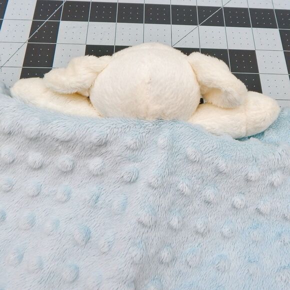 Blankets and Beyond White Blue Dog Lovey Baby Satin Trim Minky Dots Security - Picture 5 of 8